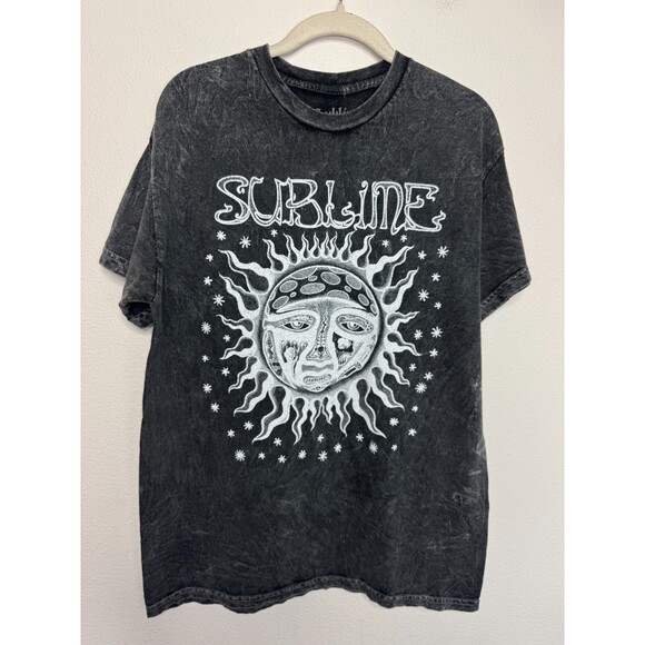 Sublime Medium Long Beach Tie Dye T-shirt Black Acid Wash Band Graphic Tee NWOT - Picture 1 of 6